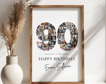 90th Birthday Photo Collage Welcome Sign (Digital Download)