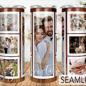 7 photo Bois, M. et Mme, Photo Anniversaire de Mariage, Photo Tumbler Modèle, Png Sublimation 20oz Skinny