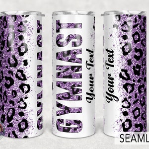 Gymnast tumbler, Gymnastics Glitter leopard print, 20oz Skinny Sublimation.