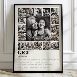 Gigi Definition Foto Collage Template, Muttertagsgeschenke Poster. Großmutter Geschenke. Wandkunst für Mama Oma Nana Oma Geschenk