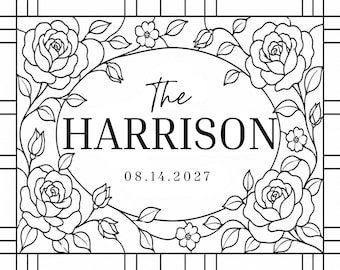 Faux Stained Glass Wedding Welcome Sign Template, Editable Canva, 20 x16 (Digital Download)