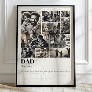 Modelo de colagem de fotos de definição de pai Canva, presentes de dia dos pais. Presente de foto de pai. Arte de parede para pai. Modelo de moldura de foto pop pop.