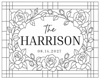Faux Stained Glass Wedding Welcome Sign Template, Editable Canva, 20 x16 (Digital Download)