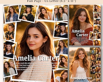 Full Page Senior Yearbook Ad Template - High School Graduation Tribute, Editable Canva Design YT011