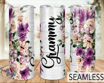 Floral Grammy Tumbler, 20oz Skinny Sublimation.