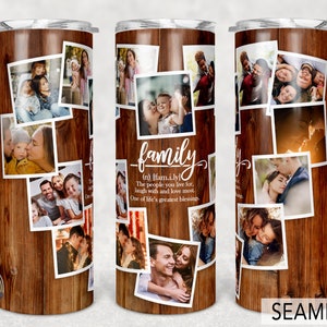 Grano de madera, Cita de definición familiar, Personas viven en familia, Vaso de marco de fotos Png Sublimación 20oz Delgado, Recto cónico sin costuras