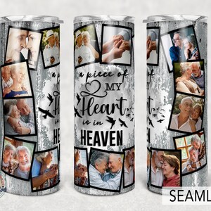 Memorial Tumbler Template Png, A Piece of My Heart is in Heaven, Sympathy gift 20oz Skinny Sublimation.