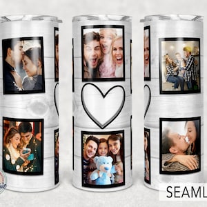 Heart Photo Collage Tumbler Template 20oz Skinny Png - Etsy