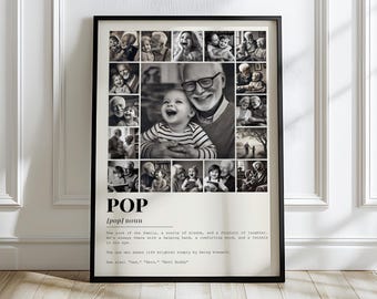 Pop Definition Photo Collage Canva Template, Father's Day Gifts. Daddy Photo Gift. Wall Art for Dad. Dad Pop Photo Frame Template.