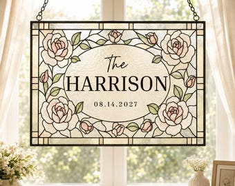 Faux Stained Glass Wedding Welcome Sign Template, Editable Canva, 20 x16 (Digital Download)