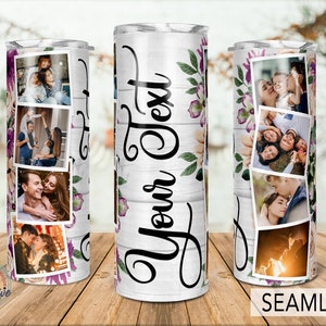 Modelo de copo para colagem de fotos de família da vovó, copo para moldura de foto de família, sublimação fina de 20 oz.