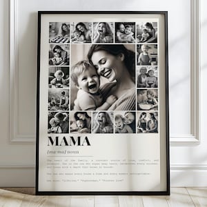 Mama Definition Photo Collage Canva Template, Prezenty na Dzień Matki. Prezent ze zdjęciem mamy. Prezenty sentymentalne, Szablon ramki na zdjęcia.