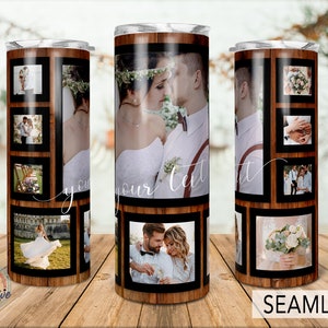 10 Photo Tumbler Template Png, Photo Collage Tumbler Png, Mr and Mrs, Wedding Anniversary, Personalized gifts, 20oz Skinny Sublimation