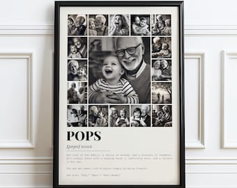 Pops Definition Foto Collage Canva Template, Vatertags Geschenke. Papa Foto Geschenk. Wandkunst für Papa. Papa Pop Fotorahmen Vorlage.