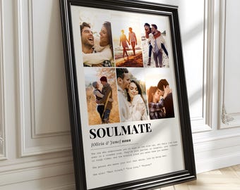 Soulmate LOVE Definition Photo Collage Canva Template, Valentines Day Gifts, Photo Frame, Memorable Gift for boyfriend, gift for girlfriend