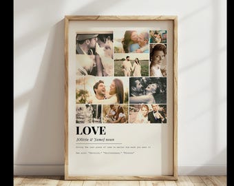Modèle de toile de collage photo définition définition LOVE, cadeaux de la Saint-Valentin. Cadre photo, cadeau pour petit ami | cadeau pour petite amie