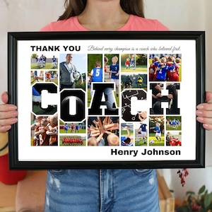 Trainer-Fotocollage, Trainer-Bilderrahmen, Trainer-Fotorahmen, Canva-Vorlage, anpassbare Erinnerungscollage, bearbeitbares Trainer-Geschenk, Sportmannschaft