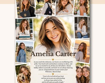 Full Page Senior Yearbook Ad Template - High School Graduation Tribute, Editable Canva Design YT001
