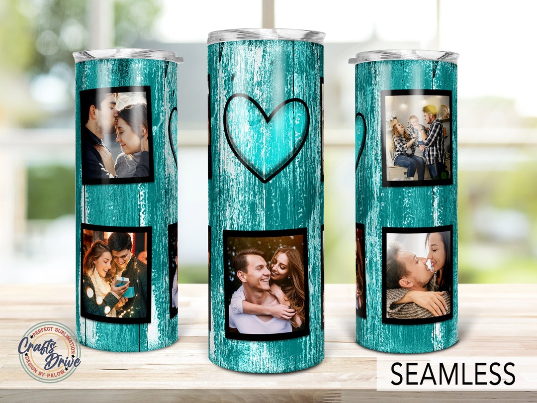 5 Family Heart Photo Collage Tumbler Template, Picture Family Frame