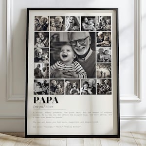 Papa Definition Foto Collage Vorlage, Geschenke für den Vatertag. Großvater Foto Geschenk. Wandkunst für Papa. Pop Pop Fotorahmen Vorlage.