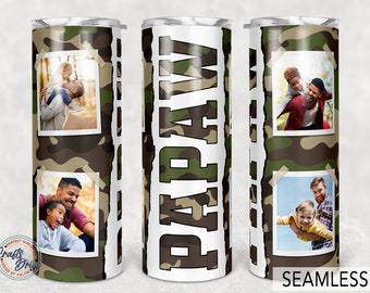 Papaw, Best Dad Ever Tumbler, Photo Frame, Father Day Gift, 20oz Skinny Sublimation.