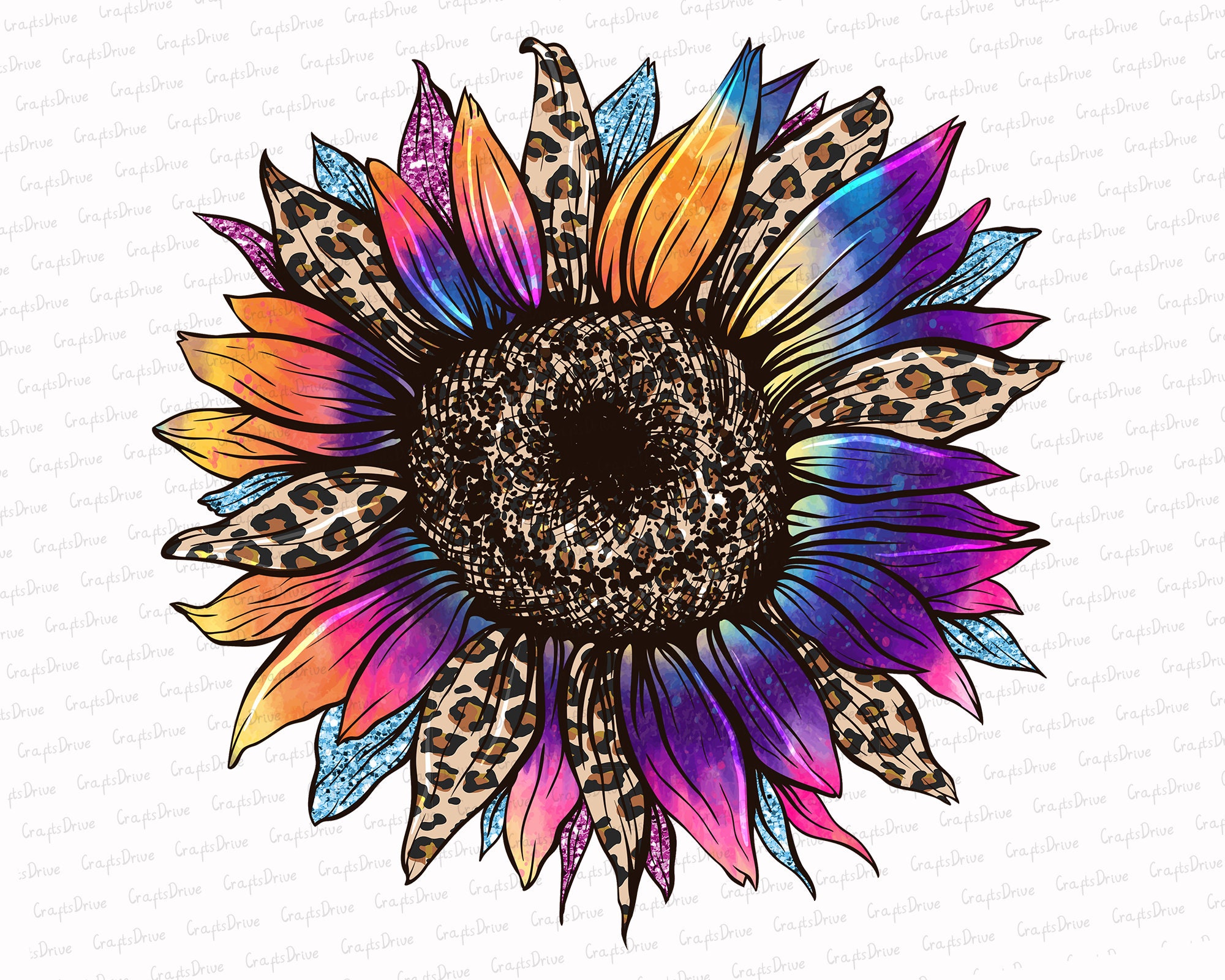 Tie Dye Sunflower Png Leopard Sunflower Png Colorful Etsy