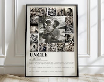 Uncle Definition Photo Collage Canva Template, Best Uncle Gifts. Birthday Present for Uncle, Wall Art for Uncle and Neice Photo Frame.