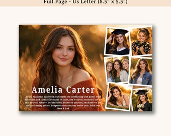 Half Page Senior Yearbook Ad Template - High School Graduation Tribute, Editable Canva Design YT010