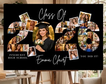 2026 Graduation Photo Collage Welcome Sign Template, Class of 2026, Photo Board Posters, Party Poster Display, Graduation Gift for Seniors