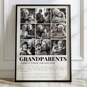 Definição de avós, modelo de colagem de fotos Canva, presentes para avós, arte de parede de retratos de família, presente para avó, pôster do dia das mães