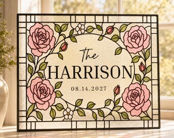 Faux Stained Glass Wedding Welcome Sign Template, Editable Canva, 20 x16 (Digital Download)