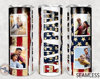 Paw Paw, Best Dad Ever Tumbler, Photo Frame, Father Day Gift, 20oz Skinny Sublimation.