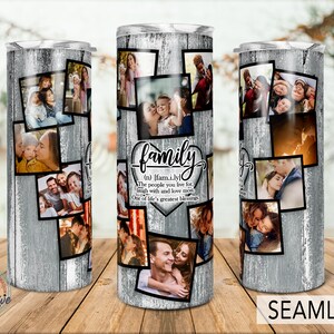 12 Familie Definition Herz Foto Collage Becher Vorlage, Bild Familie Rahmen Becher, Hochzeit Geburtstag Geschenk, 20 Unzen Skinny Png Sublimation