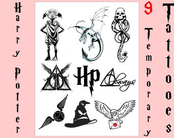 Temporary Tattoos Harry Potter Minimalist Tattoo Harry - Etsy Temporary Tattoos Harry Potter Minimalist Tattoo Harry - Etsy