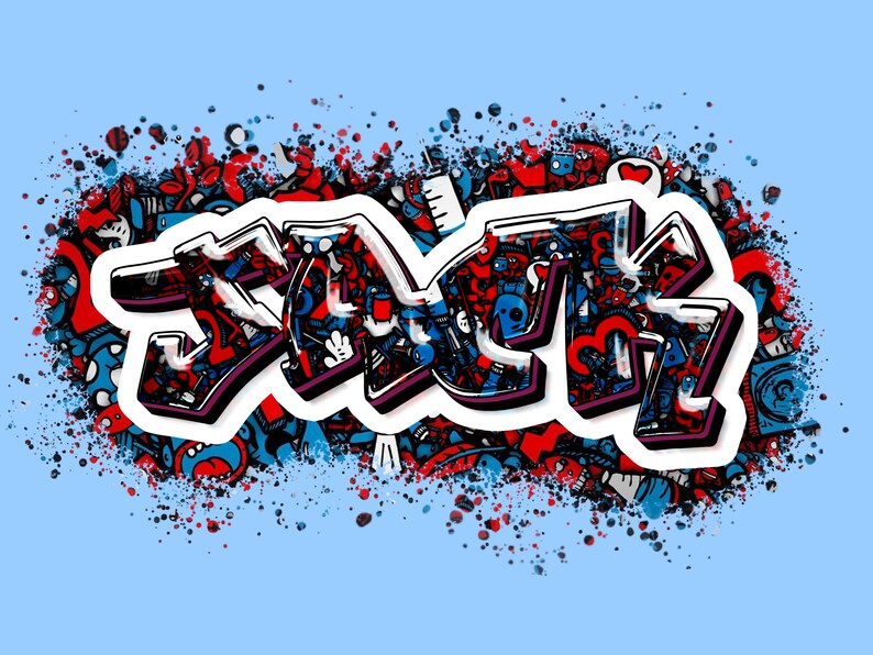 Custom Graffiti Name, Die Cut Vinyl Sticker, Graffiti Printed Sticker