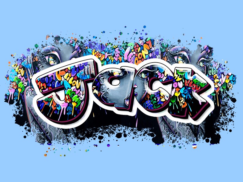 Custom Graffiti Name, Die Cut Vinyl Sticker, Graffiti Printed Sticker