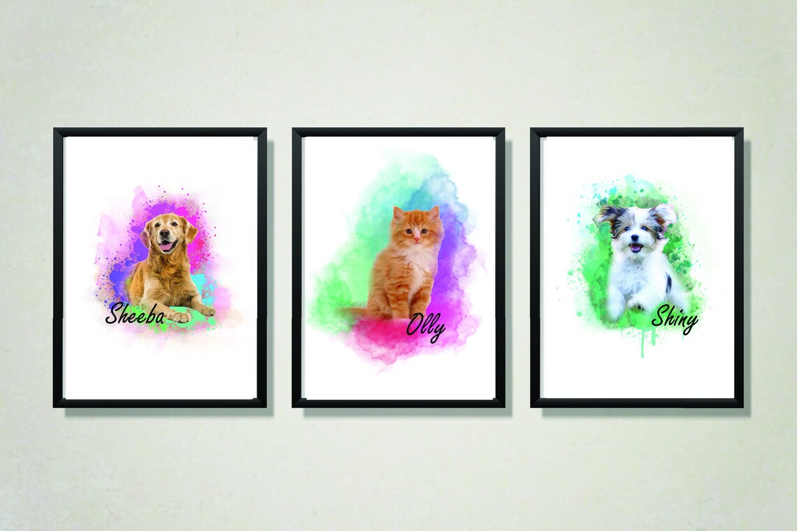 Custom Memorial Pet Portrait Pet Portrait Gift Portrait Etsy