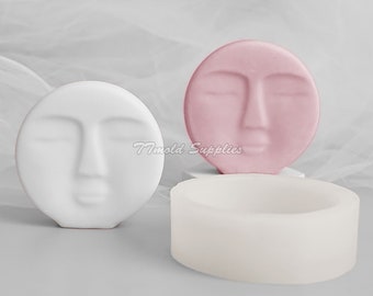 Abstraktes Gesicht Kerze Silikonform: DIY Runde Emoticon Mond Kerze dekorative Verzierung
