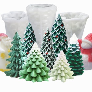 3d Christmas Tree Candle Silicone Mold, Christmas Cedar Mold, Santa Chocolate Candy Mold