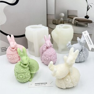 Osterhase Kerze Silikonform DIY Osterei Duftkerze Gips handgemachte Geschenke Kaninchen Wohnkultur Silikonform