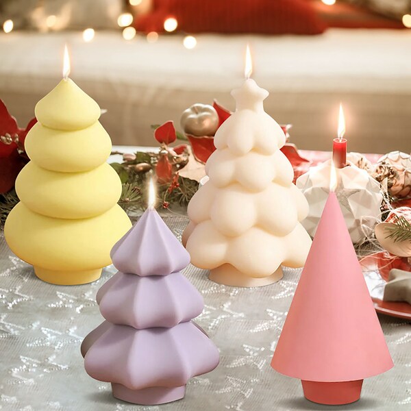 3D Christmas Tree Aroma Candle Silicone Mould,Christmas  Cake Chocolate Decoration  Baking Mould