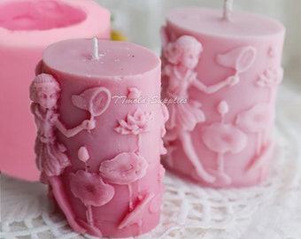 Flower Fairy Candle Silicone Mold, Angel Girl Aromatherapy Candle Mold, 3D Embossed Soap Mold