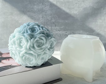 Large Rose Ball Candle Silicone Mold: DIY Wedding Romantic Rose Candle Gypsum Gift