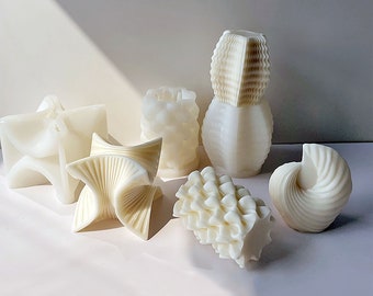 Geometric Irregular Spherical Candle Silicone Mold: DIY Curved Lines Sphere Candle Plaster Ornament