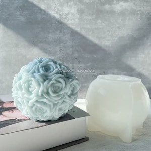 Large Rose Ball Candle Silicone Mold: DIY Wedding Romantic Rose Candle Gypsum Gift