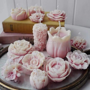 3D Rose Peony Aromatherapy Candle Silicone Mold, Lotus Tulip Flower Soap Plaster Soap Mold