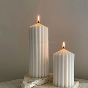 Serrated Cylindrical Candle Silicone Mold, Striped Cylindrical Candle Mold, Handmade Soap Mold