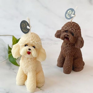 Teddy Dog Candle Silicone Mold, Cute Fluffy Dog Soap Mold, Dog Aromatherapy Plaster Mold, Creative Chocolate Ice Cubes Mold