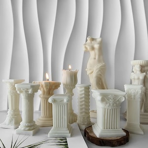 European Vintage Roman Pillar Aroma Candle Silicone Mould DIY Creative Greek Portrait Plaster Cement Home Decor Mold