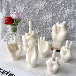 Medium Finger Finger Candle Silicone Mold, Ok Hand Gesture Plaster Mold, Victory Finger Cement Mold image 1